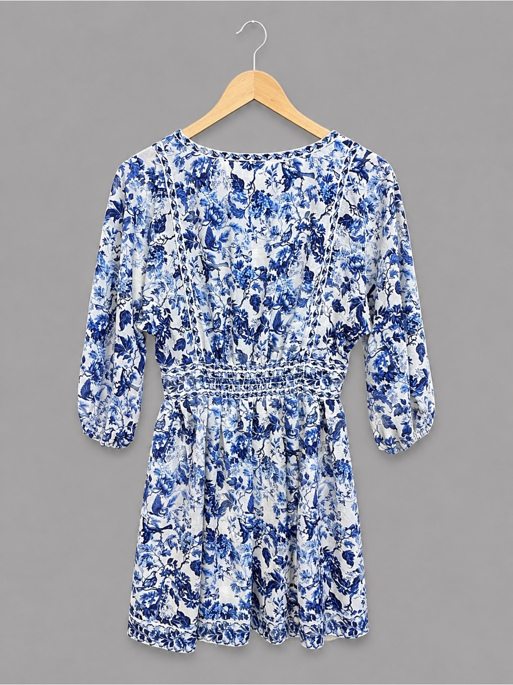 Max Studio London Blue White Floral Tie Neck Dress XS NWT - Picture 4 of 6